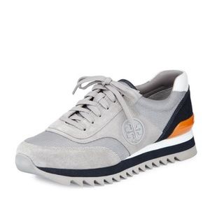 Tory Burch Gray/Navy Sawtooth Logo Sneaker size 9